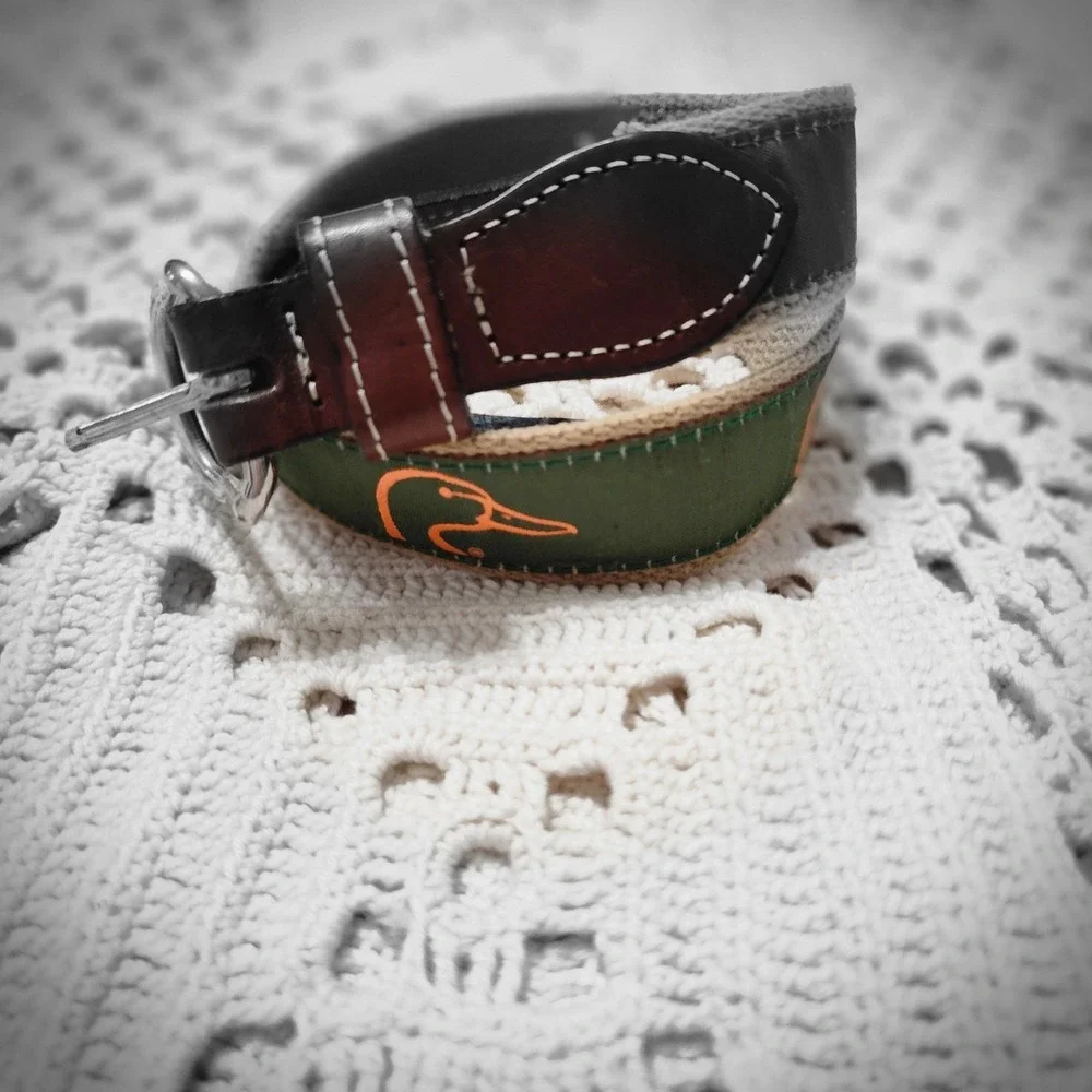 Canvas Duck Themed Leather & Brass Belt Boys Size‎ 22